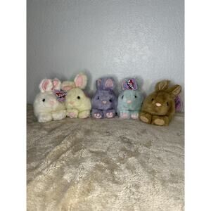 Puffkins Bunny Lot x5 Bumper Buddy Sunshine Lucky Tibbs Pastel Stuffed 6”